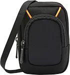 Camera bag for storing a point and shoot digital camera and spare batteries or other small gadgets
Includes a black camera case with a padded interior and a strong nylon exterior that stands up to everyday wear and tear
